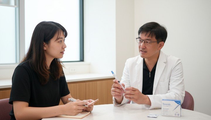 醫美診所環境與減肥針Saxenda產品 吳紹琥醫師說明減肥針Saxenda注射方式 使用減肥針Saxenda前的專業體組成評估 減肥針Saxenda減重成效臨床數據圖表