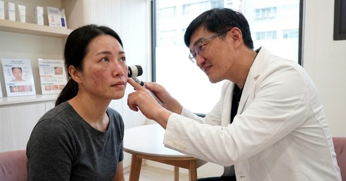 吳芮醫師與酒糟肌患者的互動