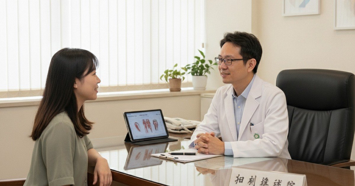 吳芮醫師為男性更年期患者提供專業諮詢,強調醫學介入的重要性。